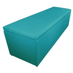 Calçadeira Recamier Baú Casal Queen 160cm Eva Suede Azul Turquesa - DS Estofados - 3