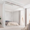 Ver imagem 1 de Guarda-Roupa Casal 3 Portas com Espelho 4 Gavetas Costa Rica Branco