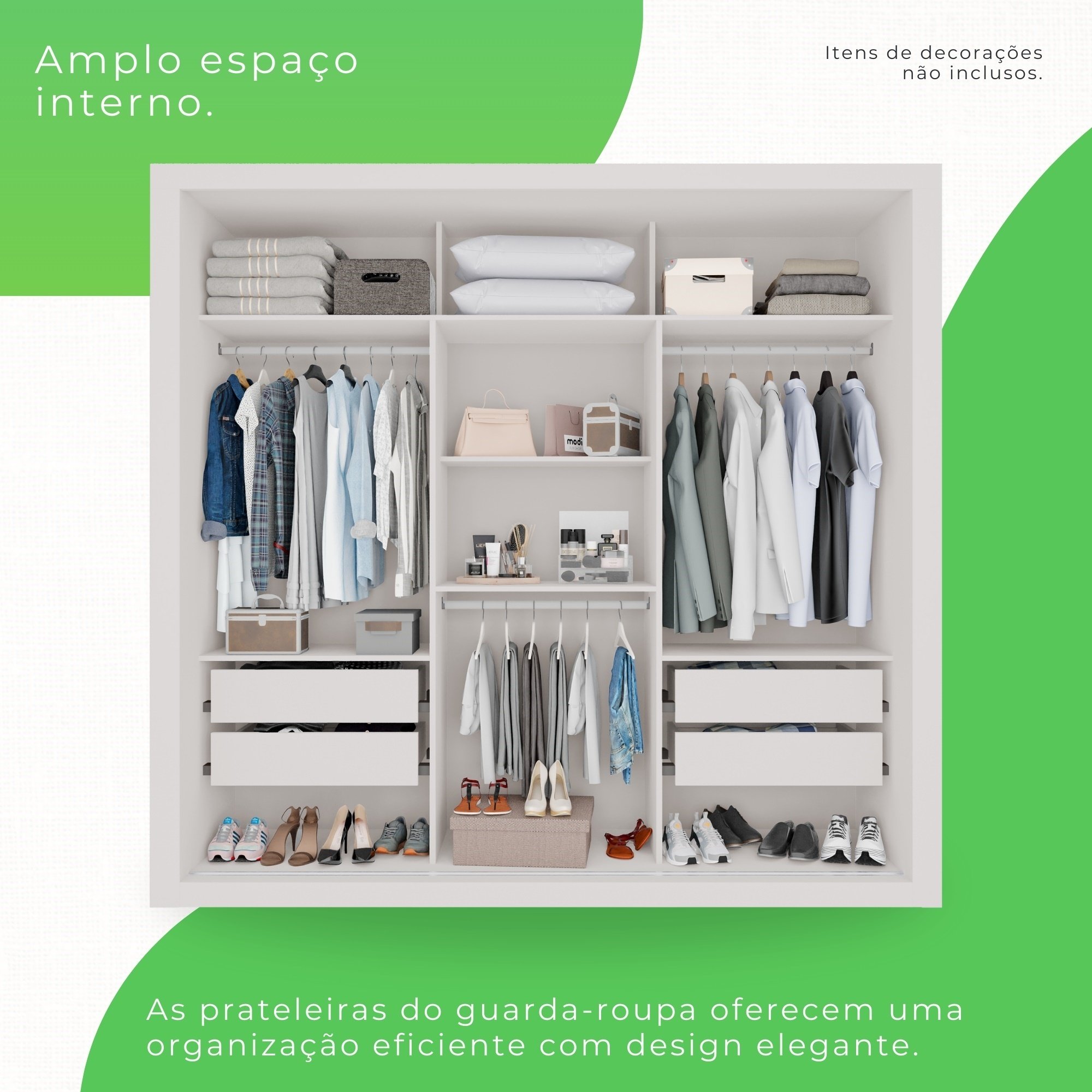Guarda-Roupa Casal 3 Portas Espelhado e 4 Gavetas Costa Rica  - 6