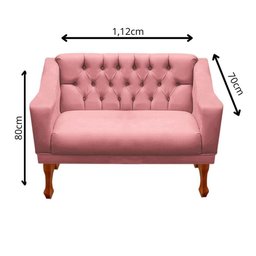 Kit Namoradeira + 2 Poltrona Decorativa Grécia Dritex Suede Rose - 7