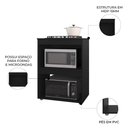 Ver imagem 3 de Balcão para Cooktop e Forno Microondas 75cm Adriana Preto - Ajl Móveis