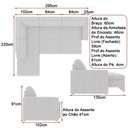 Ver imagem 4 de Sofá Retrátil com Chaise 4 Lugares 295cm Chel Veludo Cinza Claro - Sallar Home