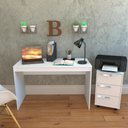 Ver imagem 2 de Mesa e Gaveteiro 3 Gavetas para Escritorio Gamer B29 Branco Novam Branco