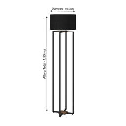 Luminária Abajur de Chão Industrial Bivolt Aço Carbono Preto Cúpula Plus Preta - UNIDECOR CASA - 6