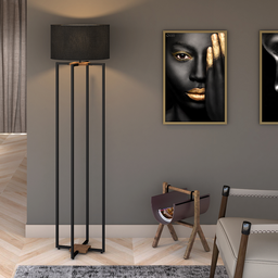 Luminária Abajur de Chão Industrial Bivolt Aço Carbono Preto Cúpula Plus Preta - UNIDECOR CASA - 1