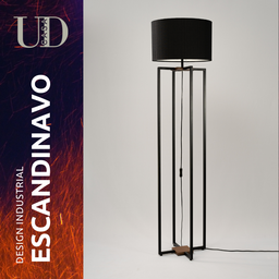 Luminária Abajur de Chão Industrial Bivolt Aço Carbono Preto Cúpula Plus Preta - UNIDECOR CASA - 4