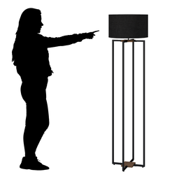 Luminária Abajur de Chão Industrial Bivolt Aço Carbono Preto Cúpula Plus Preta - UNIDECOR CASA - 7