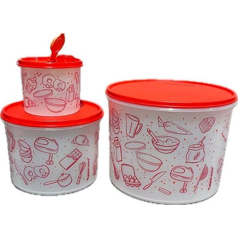 Tupperware Kit 3 Peças Potes Receitas 5,5l 2,4l e 500ml