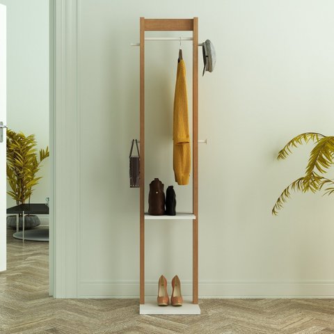 Cabideiro Grande 1 Arara 2 Prateleiras 4 Ganchos AZ1019 