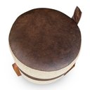 Ver imagem 4 de Puff Banqueta Le Mans Linho Dourado e Corano Nozes Base de Madeira - Pallazio
