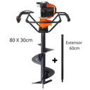 Ver imagem 1 de Perfurador de Solo á Gasolina Vulcan VPS520 52cc 2,5hp 2T Forte Com Broca 80x30cm + Extensor 60cm