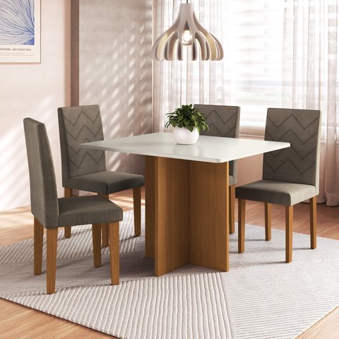 Conjunto Sala de Jantar Fidelitá Itália 110cm com 4 Cadeiras
