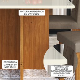 Conjunto Sala de Jantar Fidelitá Itália 110cm com 4 Cadeiras  - 3