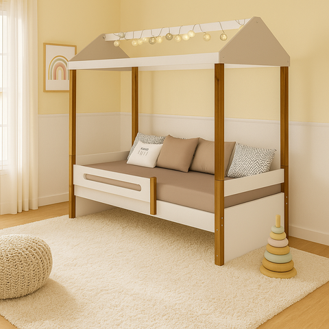 Cama Casinha Sara Solteiro Montessoriana com Led