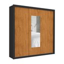 Ver imagem 2 de Guarda-Roupa Casal com Espelhos 3 Portas e 4 Gavetas 186cm Multimóveis CR35572 Preto/Madeirado