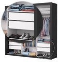 Ver imagem 3 de Guarda-Roupa Casal com Espelhos 3 Portas e 4 Gavetas 186cm Multimóveis CR35572 Preto/Madeirado