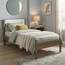 Ver mais imagens de Cama de Solteiro Bege/Amendoa/Branco