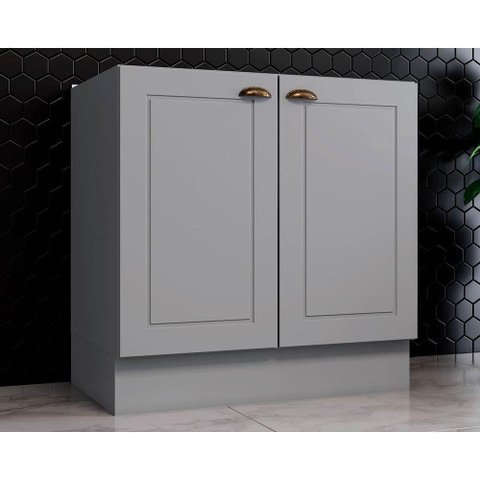 Gabinete de Cozinha Modulado Balcão Americana C/ 2 Portas S/ Tampo 80cm Cinza - Henn