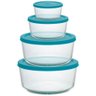 Jogo de Potes Tigelas de Vidro Borossilicato com Tampa Azul 4 Peças - Casambiente Jgti070 - 1