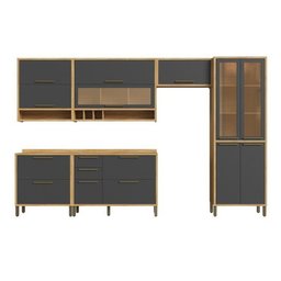Cozinha Modulada com 6 Peças 12 Portas 4 Gavetas e Vidro Reflecta 100% Mdf Vicenza Espresso Móveis - 2