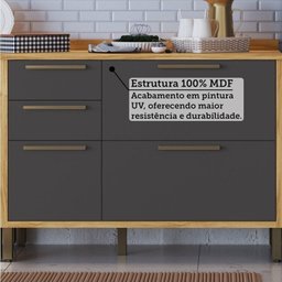 Cozinha Modulada com 6 Peças 12 Portas 4 Gavetas e Vidro Reflecta 100% Mdf Vicenza Espresso Móveis - 5