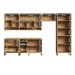 Cozinha Modulada com 6 Peças 12 Portas 4 Gavetas e Vidro Reflecta 100% Mdf Vicenza Espresso Móveis - 3