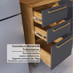 Cozinha Modulada com 6 Peças 12 Portas 4 Gavetas e Vidro Reflecta 100% Mdf Vicenza Espresso Móveis - 7