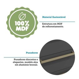Cozinha Modulada com 6 Peças 12 Portas 4 Gavetas e Vidro Reflecta 100% Mdf Vicenza Espresso Móveis - 9