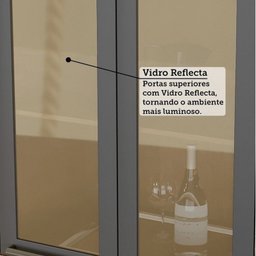Cozinha Modulada com 6 Peças 12 Portas 4 Gavetas e Vidro Reflecta 100% Mdf Vicenza Espresso Móveis - 6