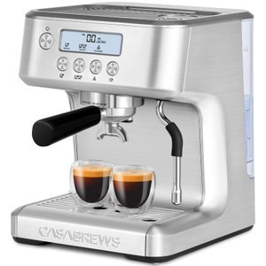 Casabrews Máquina de Espresso 20 Bar com Vaporizador e Display Lcd (prata)