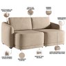 Sofá Cama para Sala de Estar 2 Lugares 196cm Montserrat K01 Veludo Bege - Lyam Decor - 4
