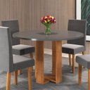 Ver imagem 2 de Mesa de Jantar 4 Lugares Redonda Tampo de MDF Jady Cinza/Mel