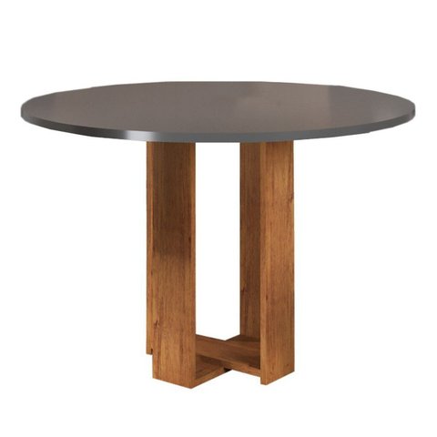Mesa de Jantar 4 Lugares Redonda Tampo de MDF Jady Cinza/Mel