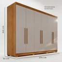 Ver imagem 4 de Guarda-Roupa Casal 6 Portas 6 Gavetas com Pés 100% MDF Órion Plus Off White/Cinamomo/Off-White