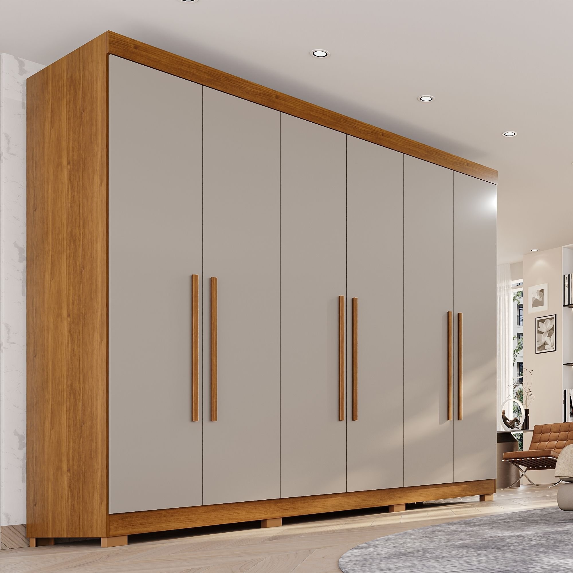Guarda-Roupa Casal 6 Portas 6 Gavetas 100% MDF Órion Plus Cinza