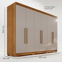 Ver imagem 4 de Guarda-Roupa Casal 6 Portas 6 Gavetas com Pés 100% MDF Órion Plus Off White/Cinamomo/Off-White