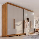 Ver imagem 6 de Guarda-Roupa Casal 6 Portas 6 Gavetas com Pés 100% MDF Órion Plus Off White/Cinamomo/Off-White