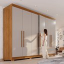 Ver imagem 6 de Guarda-Roupa Casal 6 Portas 6 Gavetas com Pés 100% MDF Órion Plus Off White/Cinamomo/Off-White