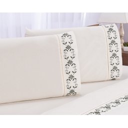 Jogo Lençol Casal Queen 400 Fiosveneza Palha com Verde 4pçs - 2