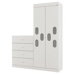 Guarda Roupa com Cômoda Meu Bebê Branco Brilho - Canaã - 1 Guarda Roupa com Cômoda Meu Bebê Branco Brilho - Canaã - 1