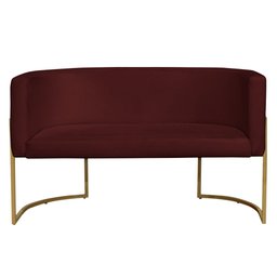 Namoradeira 2 Lugares Decorativa Luana Base Gold Veludo Bordô - Montanaris Decor Md Montanaris Decor - 1