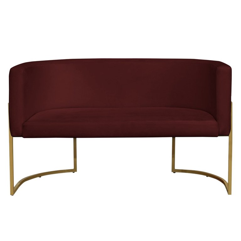Namoradeira 2 Lugares Decorativa Luana Base Gold Veludo Bordô - Montanaris Decor Md Montanaris Decor