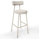 Ver imagem 1 de Banqueta Alta Bar Cozinha Sala de Jantar Aço Milão Arena L02 Bouclê Bege - Lyam Decor