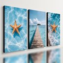 Ver imagem 1 de Kit3 Quadro Decorativo Casa na Praia Estrela Praia Airbnb Qualidade Premium Moderno 40x28cm