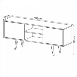 Rack para TV até 65 Polegadas 136cm 2 Portas Retrô R1464 Bege Natural - 4 Rack para TV até 65 Polegadas 136cm 2 Portas Retrô R1464 Bege Natural - 4