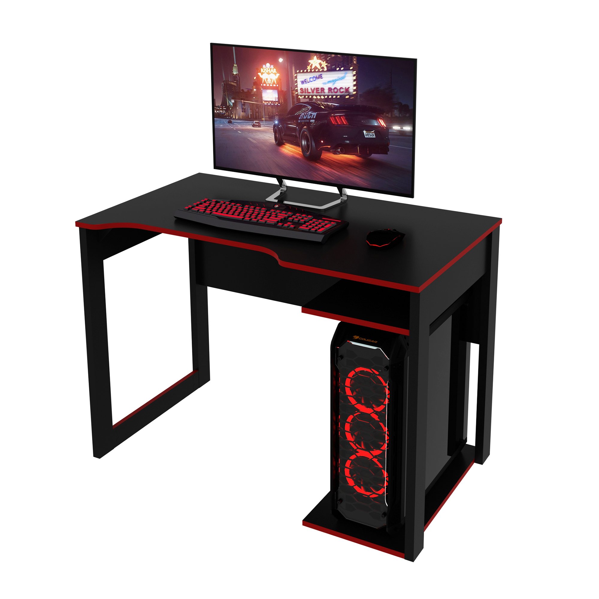 Mesa Gamer 105cm com 1 Prateleira e Porta CPU ME4161 - 4