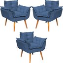 Ver imagem 1 de Kit 3 Poltronas Decorativa Alice Pé Trapézio 30cm Castanho - Suede