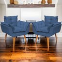 Ver imagem 5 de Kit 3 Poltronas Decorativa Alice Pé Trapézio 30cm Castanho - Suede