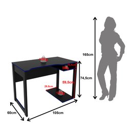 Mesa Gamer 105cm com 1 Prateleira e Porta CPU ME4161 - 6