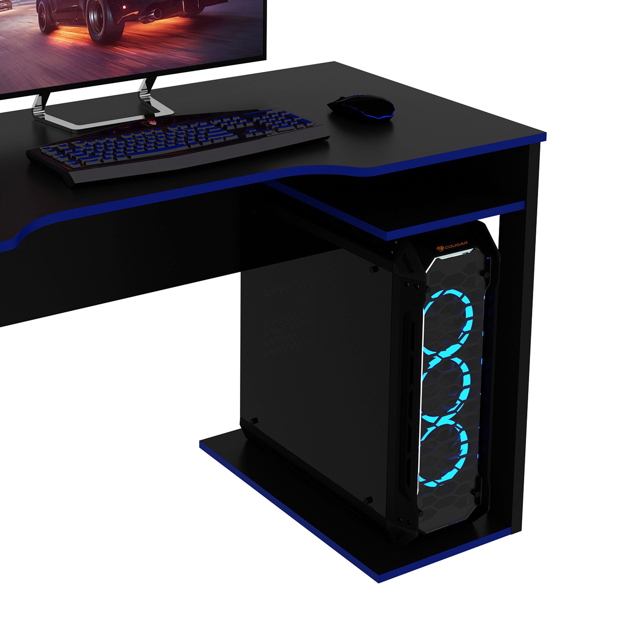 Mesa Gamer 105cm com 1 Prateleira e Porta CPU ME4161 - 4